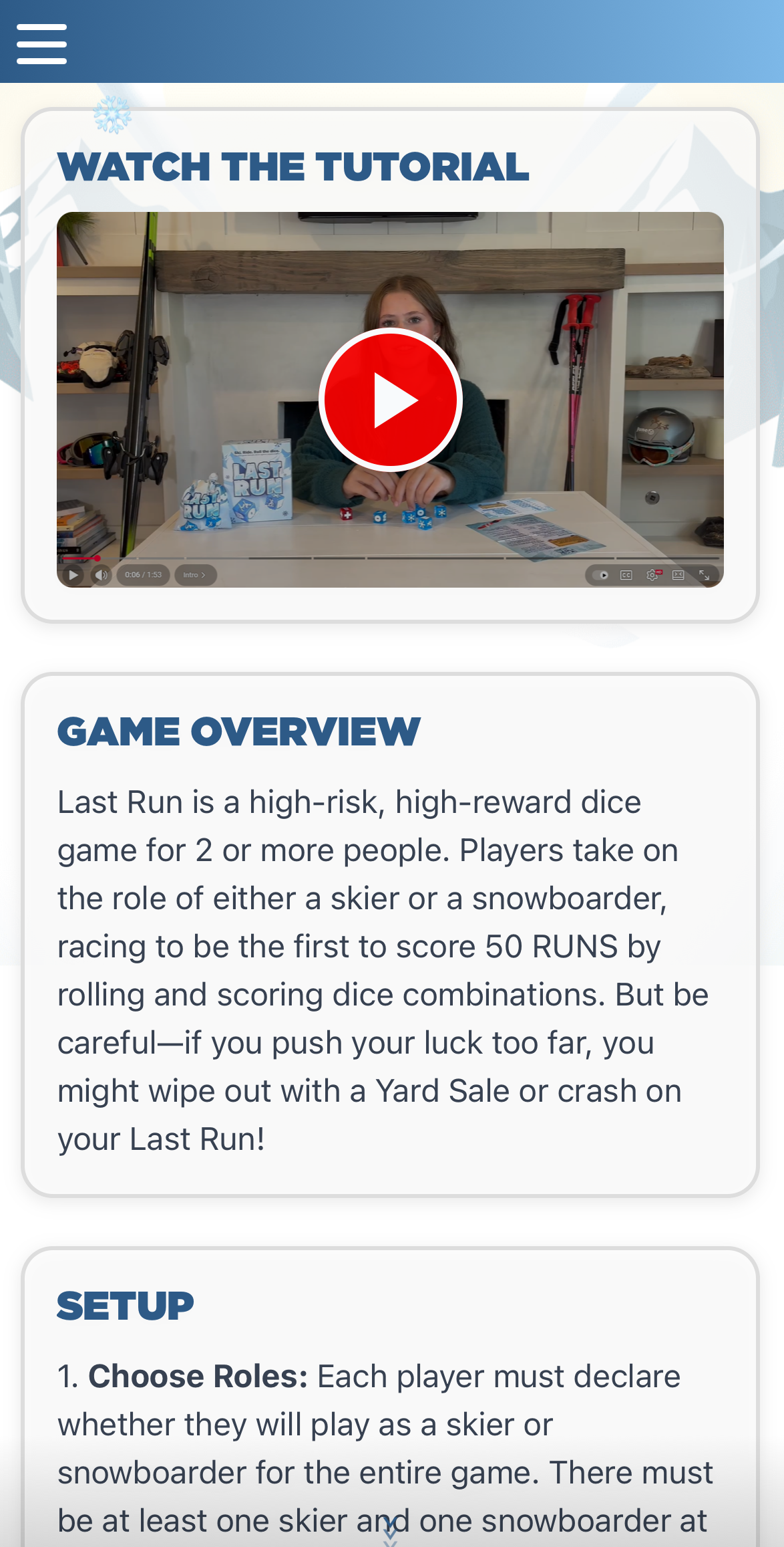 Last Run app - Rules screen